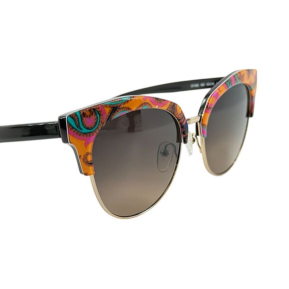 ETRO ET108S Womens Metal Sunglass 800 Orange Paisley 54-18 Brown Gradient Italy main image 4